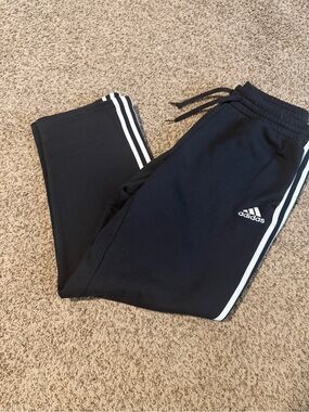 adidas Black Sweatpants with White Three-Stripes